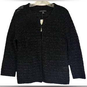 Banana Republic Cardigan Women’s Medium Lamb's Wool Sweater Knitted Black Gold
